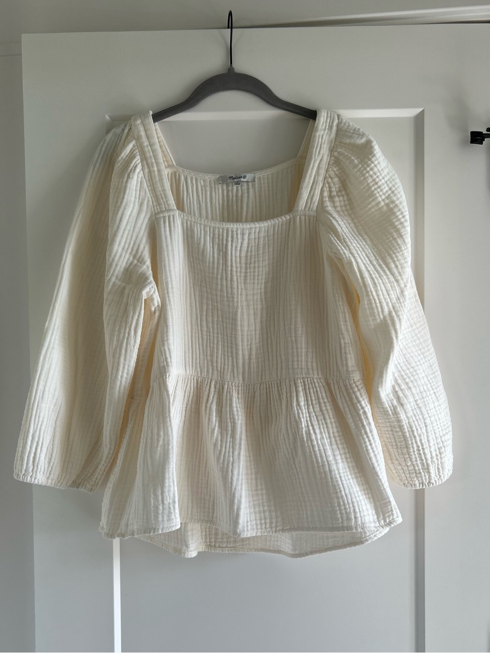 Madewell Cream Square-Neck Peasant Blouse